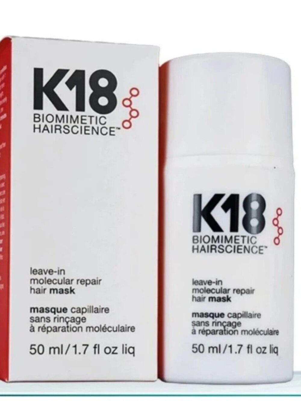 K18 Leave-In Molecular Repair Hair Mask 50ml Salon Hair Treatment 2 Pack - Picture 3 of 4